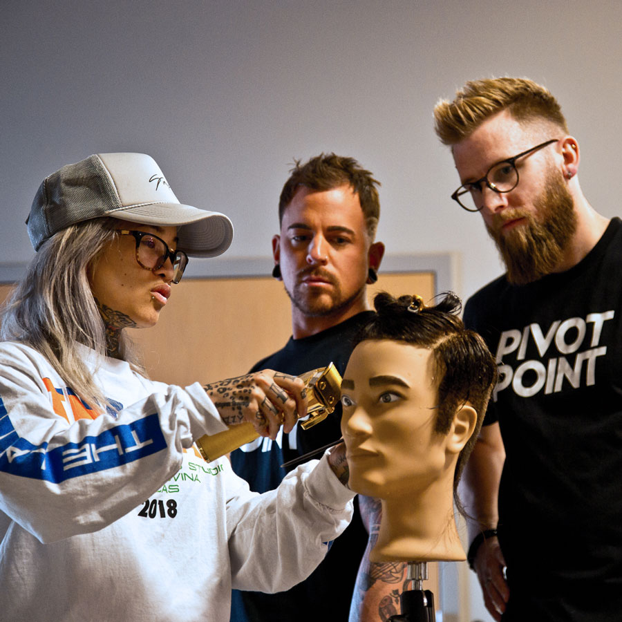 sofie pok, Pivot Point Barbering, barbering mannequin