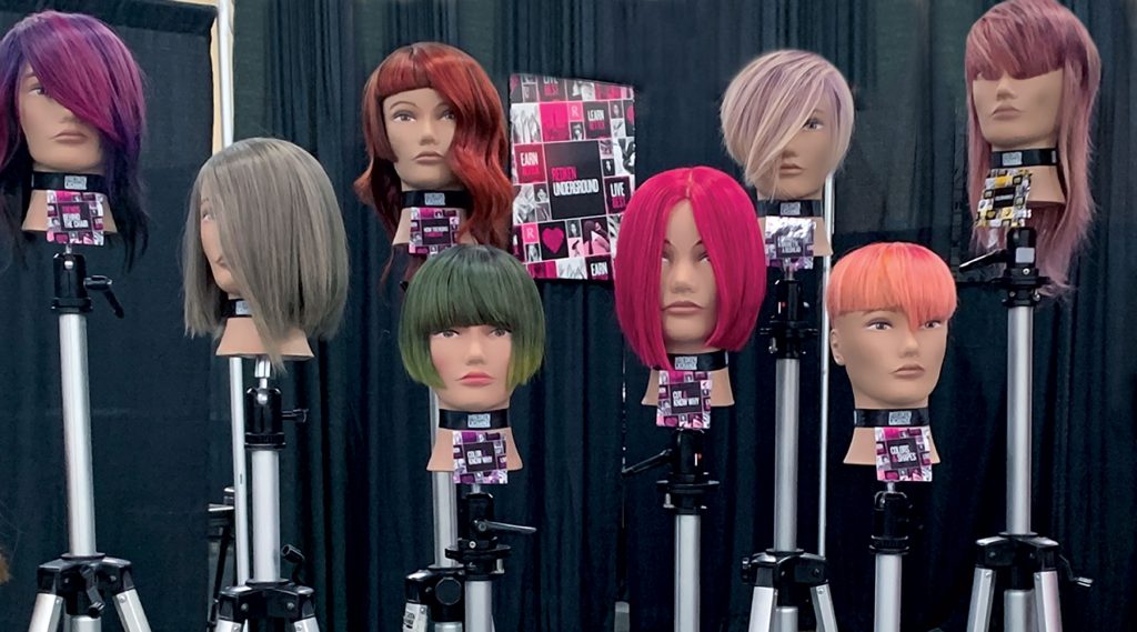 Pivot Point Mannequins with different completed color designs.